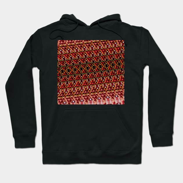 Red Optical Illusion Mosaic Hoodie by schizolad